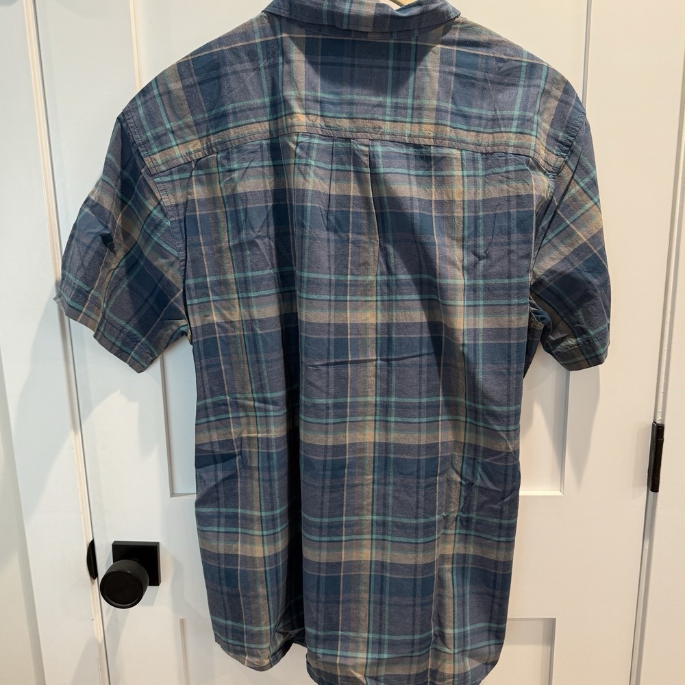 prAna Plaid Camp Shirt XXL Outdoor Hiking Travel Casual Cotton Blue Gorpcore - Picture 2 of 6